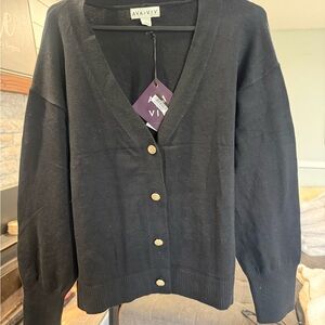 Ava & Viv Black V-Neck Button Front Cardigan